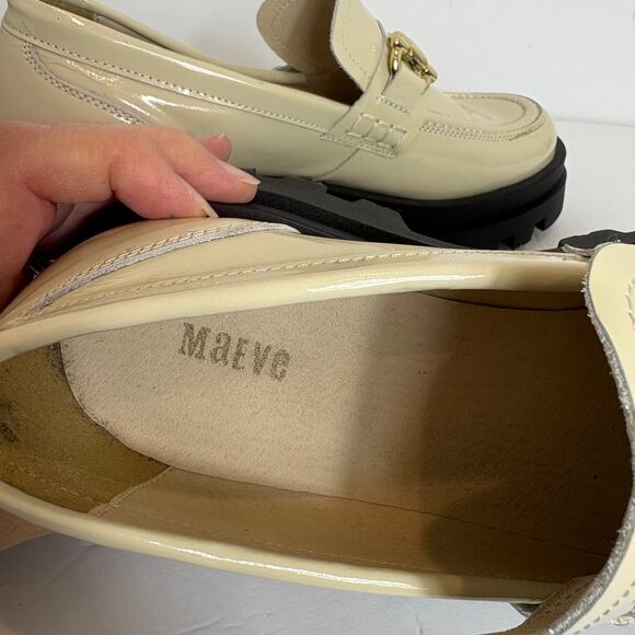 Maeve by Anthropologie -Chunky Patent Leather Loafer shoes- Cream-Size 9-9.5 - Picture 5 of 9